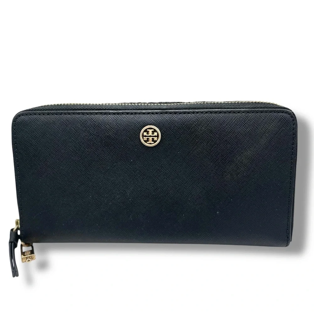 ❤️ Tory Burch Robinson Black Saffiano Leather Continental Wallet